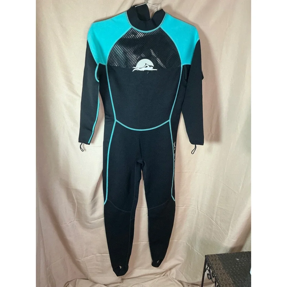 XUKER Wetsuit Women XL Black Teal Excellent 2mm Neoprene Full Body Long Sleeve
